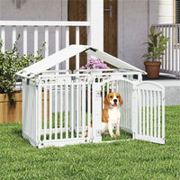 8-Panel HDPE Pet Fence (White) - Multiple Configurations (Octagon/Square/House), 50"x50"x32" Square Size, Lockable Door