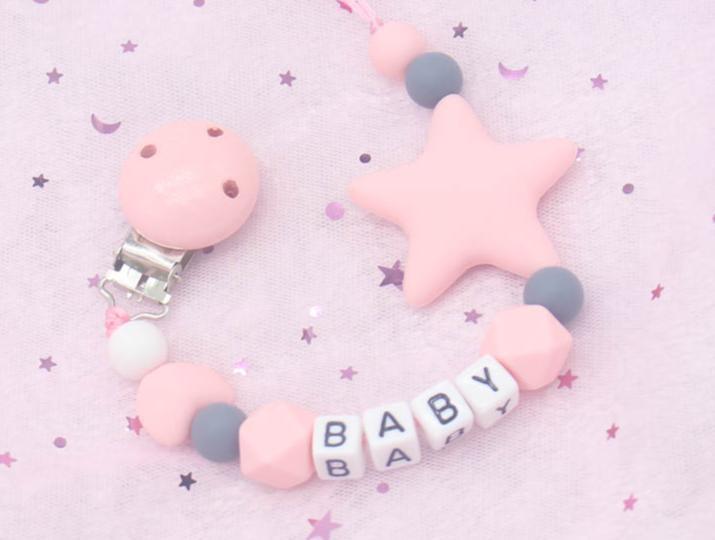 Personalized Name Handmade Pacifier Clips Holder Chain Silicone Pacifier Chains Baby Teether Teething Chain For Baby and Kids - BIG FRENCHIES