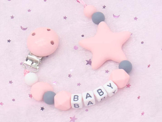 Personalized Name Handmade Pacifier Clips Holder Chain Silicone Pacifier Chains Baby Teether Teething Chain For Baby and Kids - BIG FRENCHIES