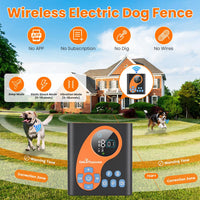 2 In 1 Wireless Dog Fence System with 1/2 Training Collars(Options) Invisible Dog Fence IP68 Waterproof with 722FT Adjus
