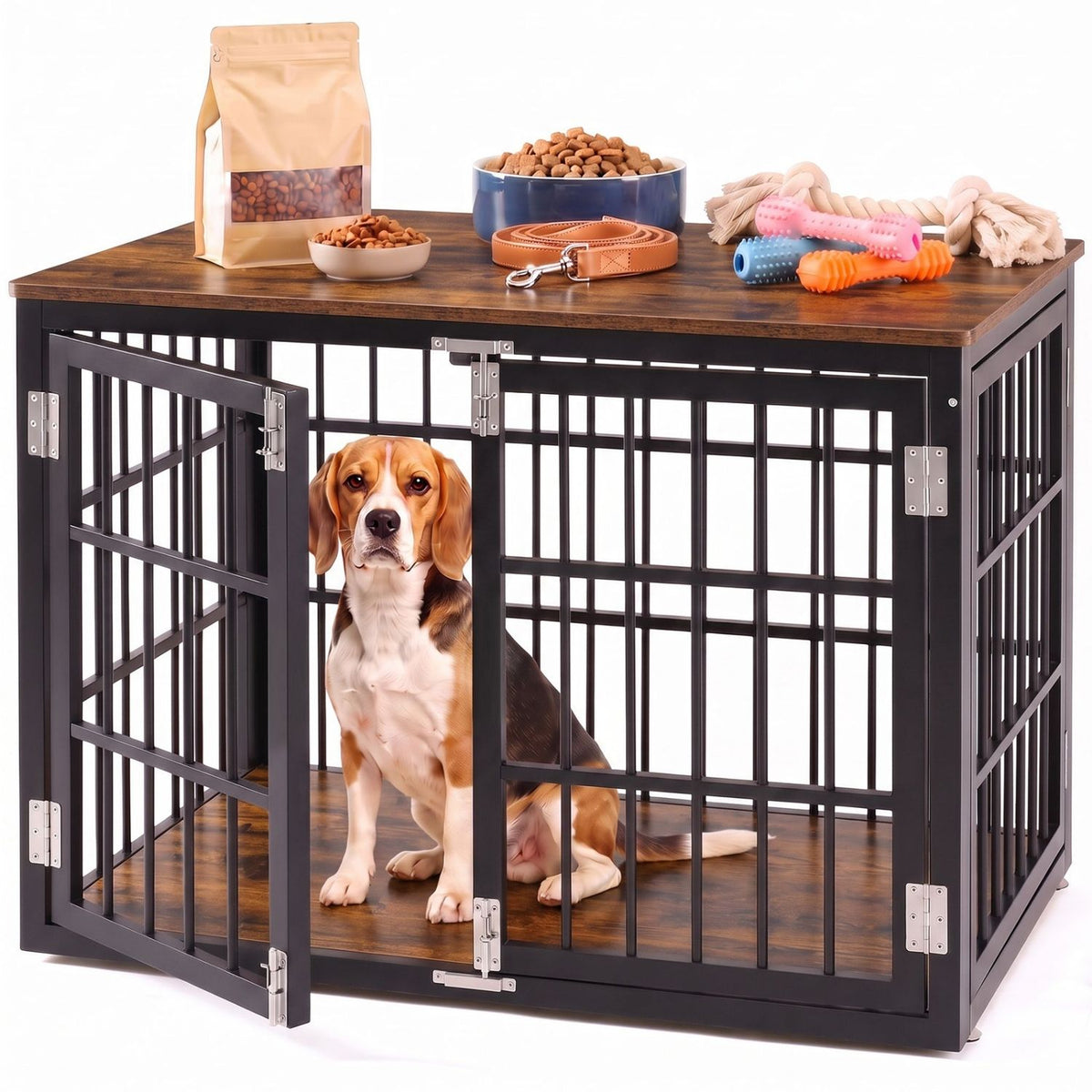 Sturdy Dog Crate Furniture, Heavy Duty Kennel For Large & Medium Dogs, Indoor Use