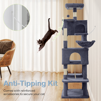 66 Inch Cat Tree Tower, Large Multi-Cat Climbing Extended Platform, Hammock, Pet House For Indoor Cats And Kittens Play