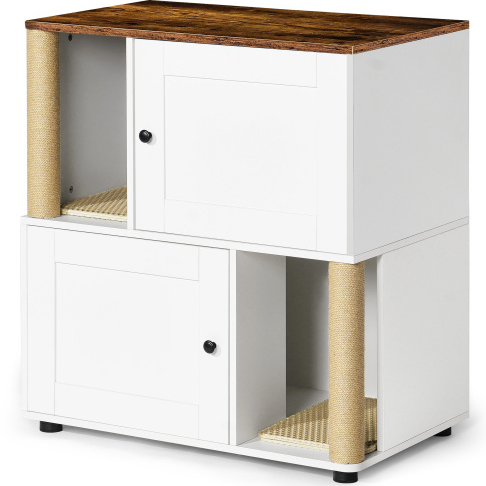 Double Cat Litter Box Enclouse,Cat Litter Box Enclosure For 2 Cats, Cat Litter Cabinet, Double Litter Box Enclosure With