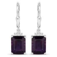 6.63 Carat Genuine Amethyst .925 Sterling Silver Earrings