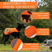 Reflective Dog Vest Hi-Vis L Size 35.75 in Chest x 26.75 in Neck Orange