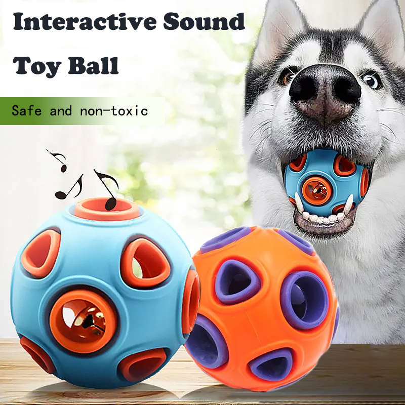 Dog Rubber Ball With Bell Sound, 2-Pack, Interactive Pet Chew Toy For Puppies And Small Dogs.Please Note That Both Items