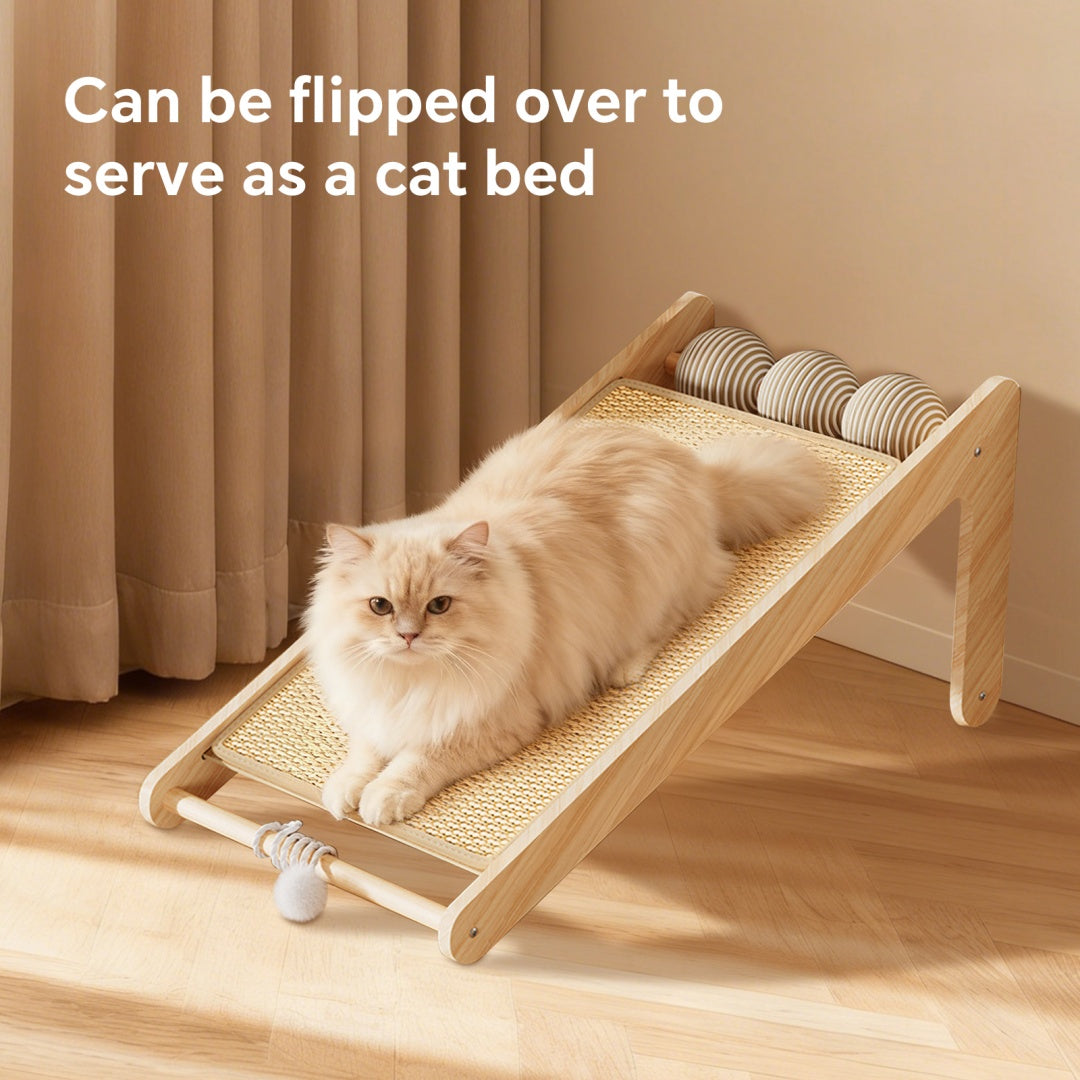 Only Self Pickup---L Rattan Cat Scratching Post With Ball Attachment