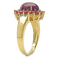14K Yellow Gold Plated 5.07 Carat Genuine Ruby .925 Sterling Silver Ring
