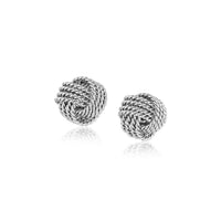 Sterling Silver Textured Love Knot Stud Style Earrings