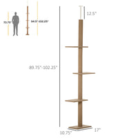 Floor-to-Ceiling Cat Tree Cat Climbing Tower with Sisal-Covered Scratching Posts Natural Cat Tree Activity Center for Ki