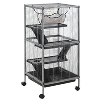 Metal Small Animal Cage Rolling Big Ferret Cage, Chinchilla Cage, Sugar Glider Cage, With Hammock & 4 Tiers, Removable T