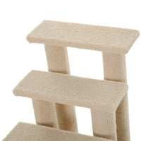 4-Step Multi-Level Carpeted Cat Scratching Post Pet Stairs, Cream White