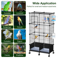 1Pc 46in Bird Cage Spacious Indoor Pet Bird House With 4 Wooden Perches 2 Slide-Out Tray 2 Water Bottle Feeder Lockable 