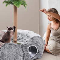 Large Cats Tunnels For Indoor Cats Fluffy Warm Cat Bed And Detachable Cave Tunnels With 20 Pet Toys, Donut Tunnel And Va
