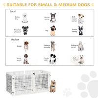 Wooden Pet Gate, 6-Panel Folding Dog Safety Barrier with Support Feet for Small & Medium Dogs, White