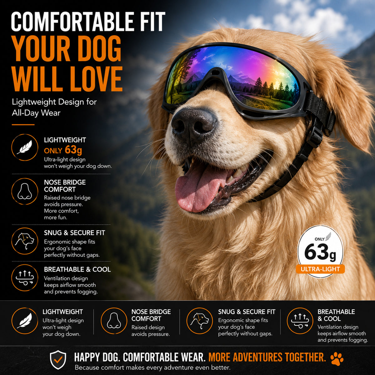 Dog Goggles For Medium & Large Dogs
