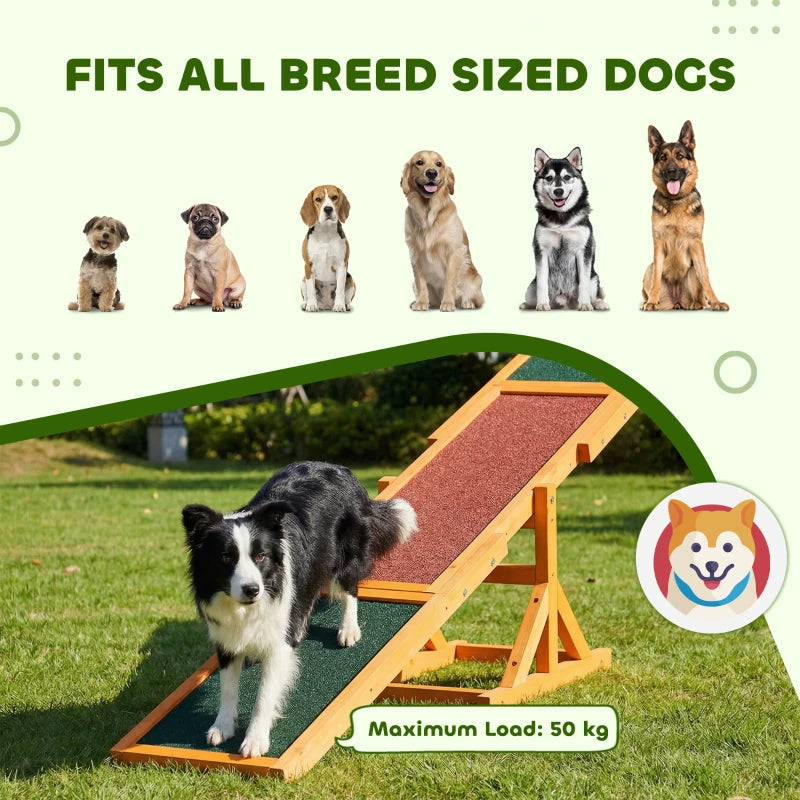 PawHut Wooden Dog Agility Seesaw For Balance Training And Exercise, Platform Equipment Run Game Toy, Weather Resistant P