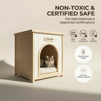 Modern Indoor Wooden Dog House with Removable Cushion – Solid Cedar Pet House for Small Dogs & Cats, Furniture-Grade Sca