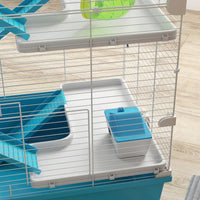 PawHut 6 Tier Hamster Cage With Tubes And Tunnels, Hut, Wheel, Food Dish, Water Bottle, Ramps, For Dwarf & Gerbil, Light