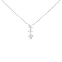 10K White Gold 1/5 Cttw Princess Cut Diamond 3 Stone Drop 18" Pendant Necklace (H-I Color, SI2-I1 Clarity)