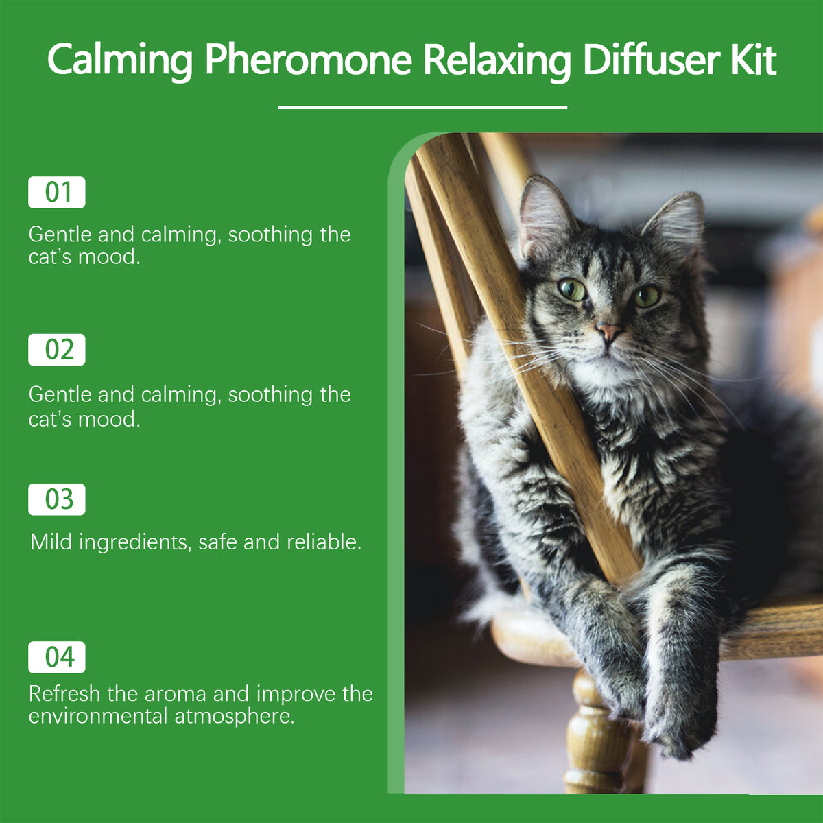 Cat Calming Pheromone Diffuser Kit 45ml, Stress Relief For Anxious Cats & Kittens