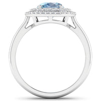 1.72 Carat Genuine Aquamarine and White Diamond 14K White Gold Ring