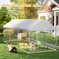 Outdoor Dog Kennel w/ Adjustable & Rotatable Bowl Rack, Waterproof UV-Resistant Cover, Secure Lock, 19.7 x 7.5 x 7.5