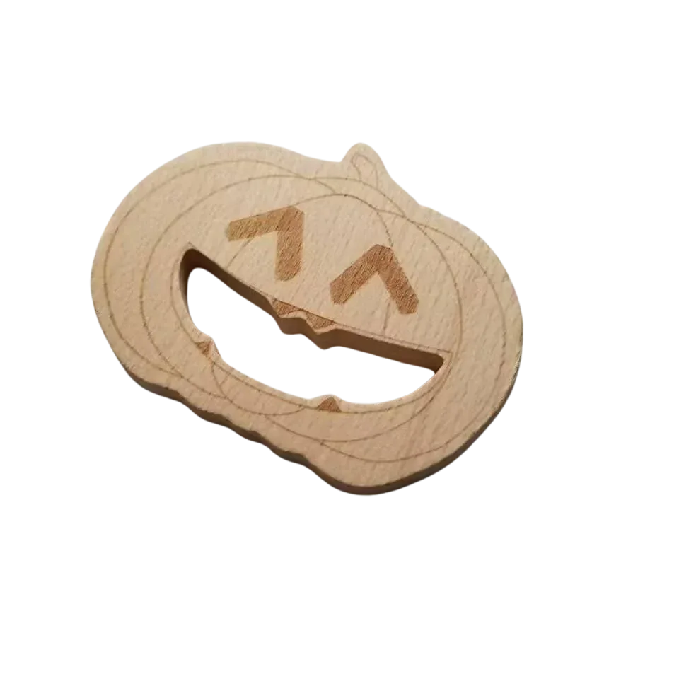 Pumpkin Jack-O-Lantern Wooden Teether Halloween Toy - BIG FRENCHIES