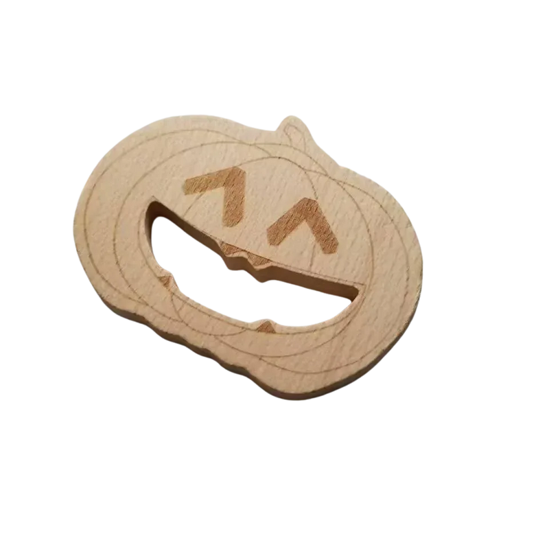 Pumpkin Jack-O-Lantern Wooden Teether Halloween Toy - BIG FRENCHIES