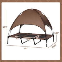 48" x 36" Elevated Portable Dog Cot Cooling Pet Bed with UV Protection Canopy Shade, Coffee