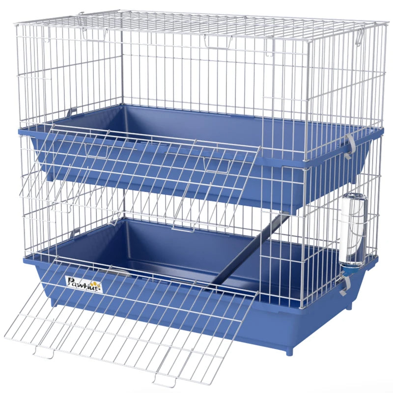 2-Tier Guinea Pig Cage, Ferret Cage, Chinchilla Cage, Small Animal Cage Indoor With Dish And Bottle, 2 Doors, Deep Botto