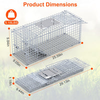 1Pc 25.59Inch Live Humane Animal Trap For Spring Summer Cage Heavy Duty Folding Catch And Release Rodent Cage For Rabbit Squirrel Possum Skunk Kitten Raccoon And More