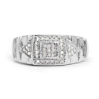 14K White Gold Plated 0.21 Carat Genuine White Diamond .925 Sterling Silver Ring