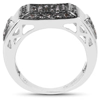 0.52 Carat Genuine Champagne Diamond .925 Sterling Silver Ring