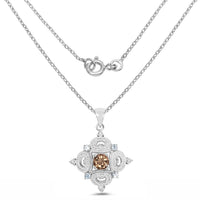 3.00 Carat Genuine Smoky Quartz, Blue Topaz and White Topaz .925 Sterling Silver Pendant