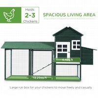84" Wooden Chicken Coop, Hen House Outdoor with Run Nesting Box, Asphalt Roof, Removable Tray, Ramp, Poultry Cage for 2-