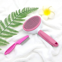 Cat Brushes For Indoor Cats, Dog Brush For Shedding With Metal Cat Comb, Self Cleaning Pet Hair Brush With Release Butto