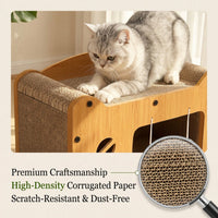 Multi-Style Double-Layer Cat Scratcher House, 2-Tier Large Cat Villa Bed With Corrugated Cardboard, Interactive Hanging 