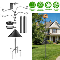 94Inch Squirrel Proof Bird Feeder Pole Heavy-Duty Bird House Pole Outdoor Bird Feeding Station with 5 Adjustable Heights