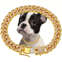 US LOCAL STOCK Hiphoppet Beautiful Hot Sale Luxury Alloy Dog Chain Sparkling Diamond Secure Metal Chain Choker For Dogs 