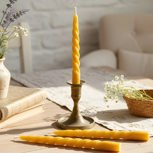 Spiral Beeswax Taper Candles - BIG FRENCHIES
