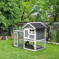 Indoor Rabbit Enclosure, 48" Weatherproof Wooden Rabbit Hutch, with Slanted Asphalt Roof & Fun Outdoor Run for Bunnies &