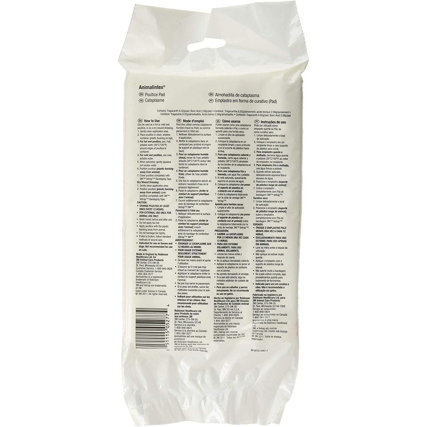 Raw Horse 3m Animalintex Hoof & Leg Poultice Pad Wound Care Abscess Treatment 8 X 16 Inch