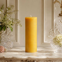 3x10 Inch Yellow Beeswax Pillar Candle