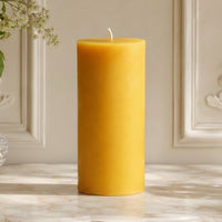 3x7 Inch Yellow Beeswax Pillar Candle