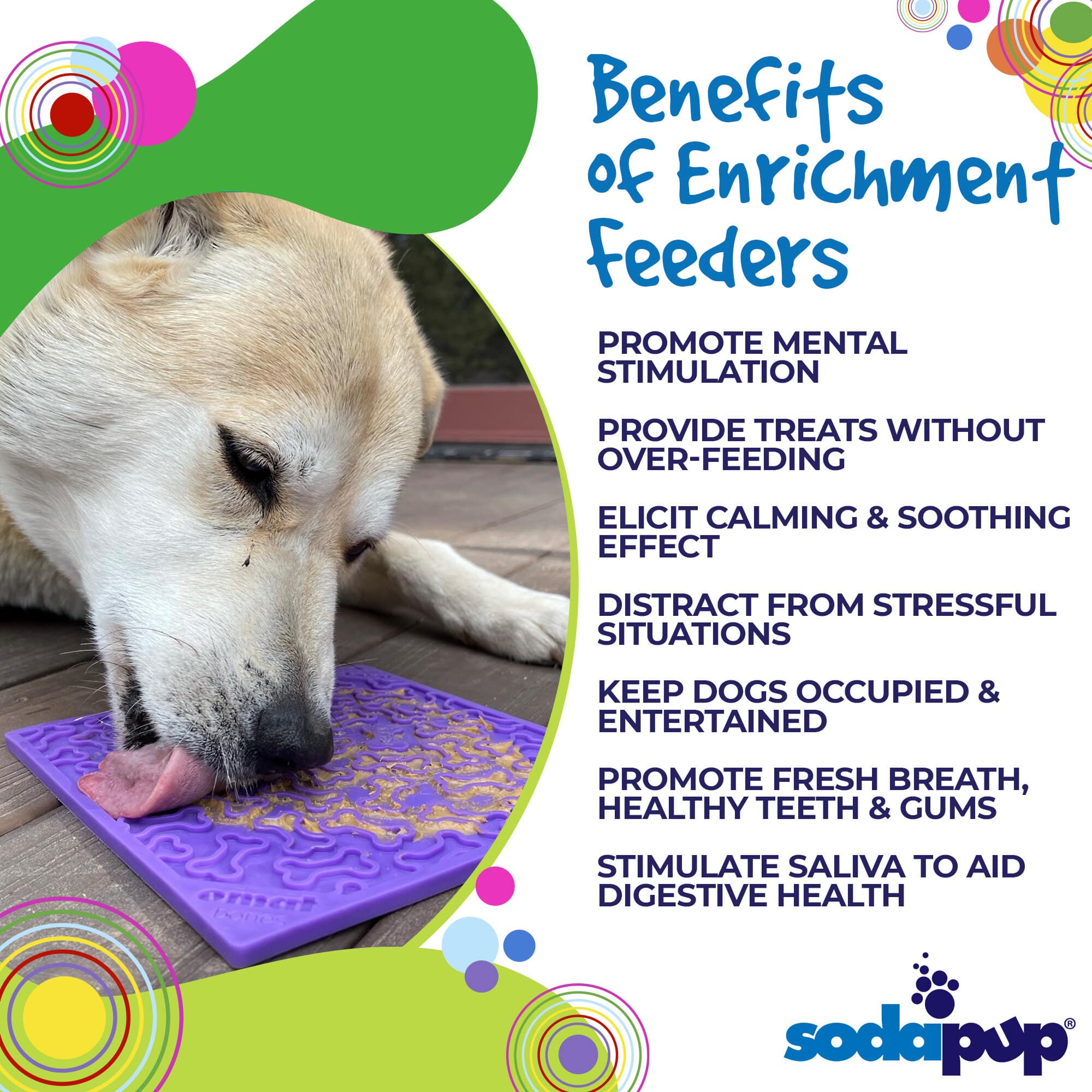 Bones eMat - Enrichment Lick Mat for Dogs and Cats | eMat Enrichment Toy for Anxiety Relief | SodaPup - BIG FRENCHIES