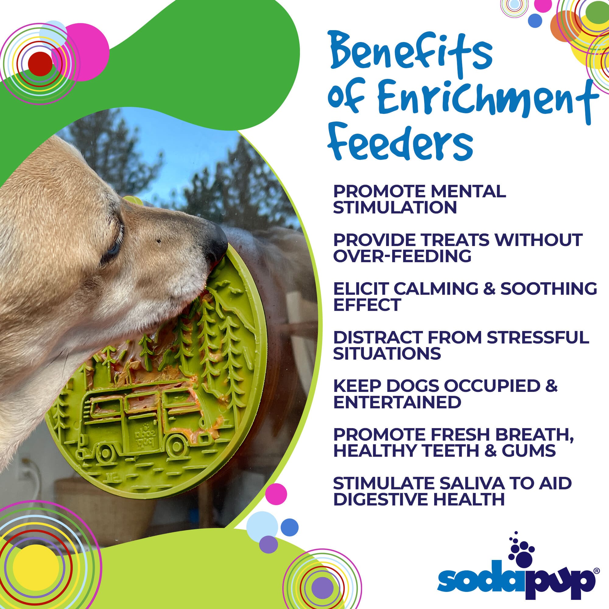 Camp eMat - Enrichment Lick Mat For Dogs and Cats - with Suction Cups | Retro Van Design | USA Made - BIG FRENCHIES