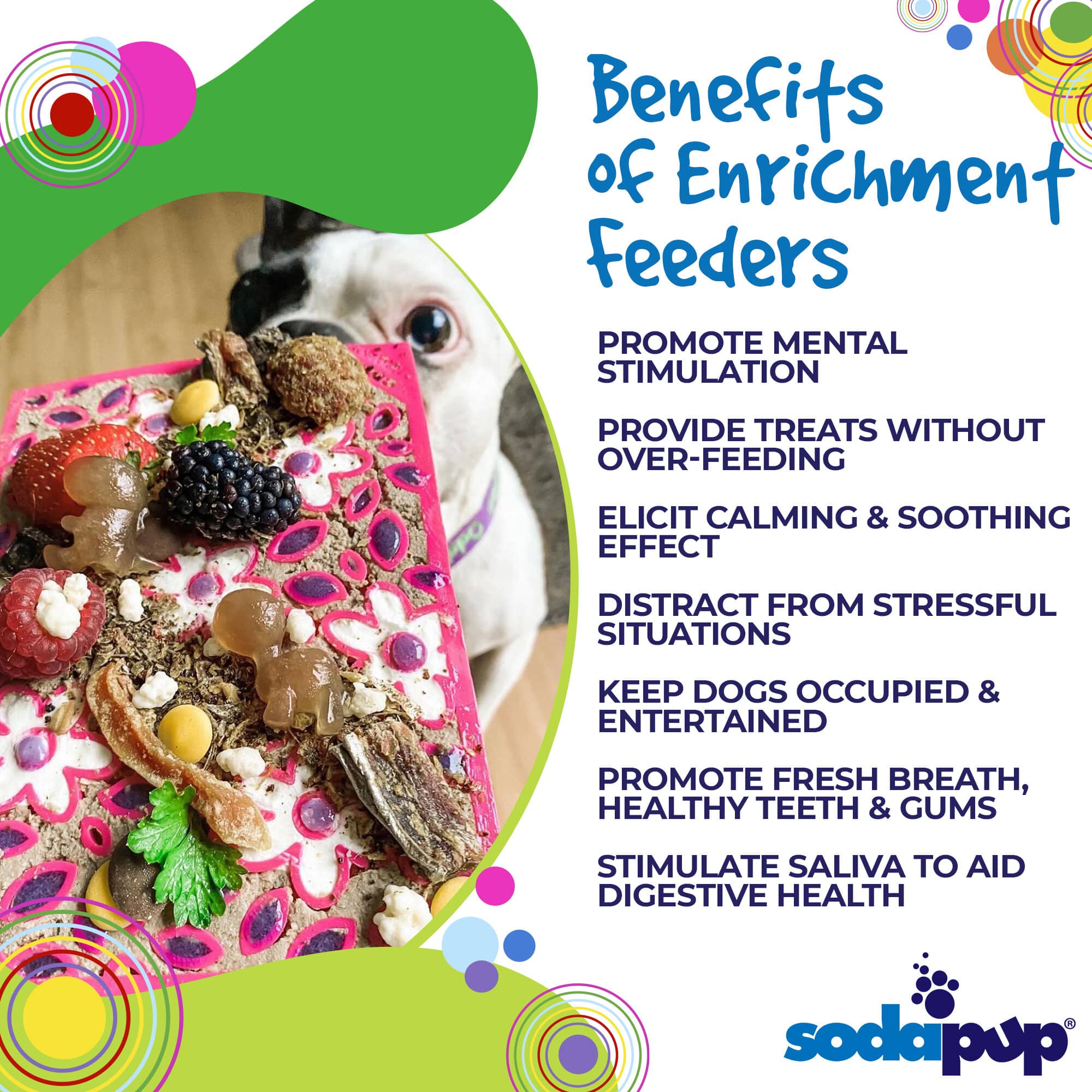 Flower Power emat - Enrichment Lick Mat for Dogs and Cats | Flower Design | USA Made - BIG FRENCHIES