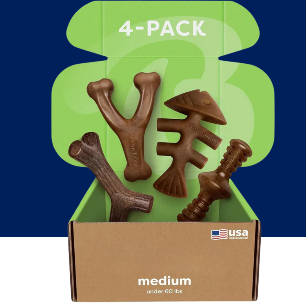 4-Pack Dog Chew Toys for Aggressive Chewers, Made in USA, 60lbs and Under - BIG FRENCHIES