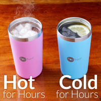 PopYum 13oz Insulated Stainless Steel Kids’ Cups with Lid and Straw, 2-Pack, Purple & Pink, stackable, sippy, baby, child, toddler, tumbler